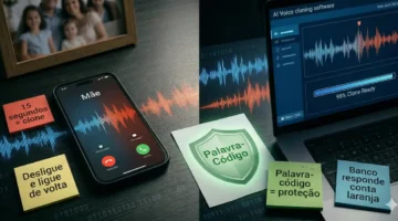 Ondas sonoras digitais representando clonagem de voz por IA